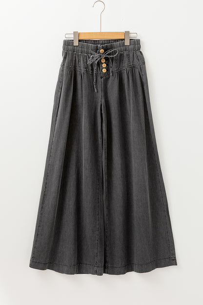 Trendy carbon grey wide leg jeans