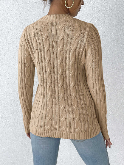 Cozy cable-knit sweater with round neckline