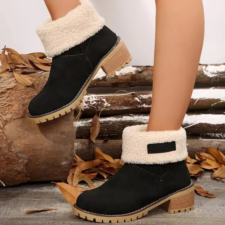 Round Toe Block Heels Boots Simply Love