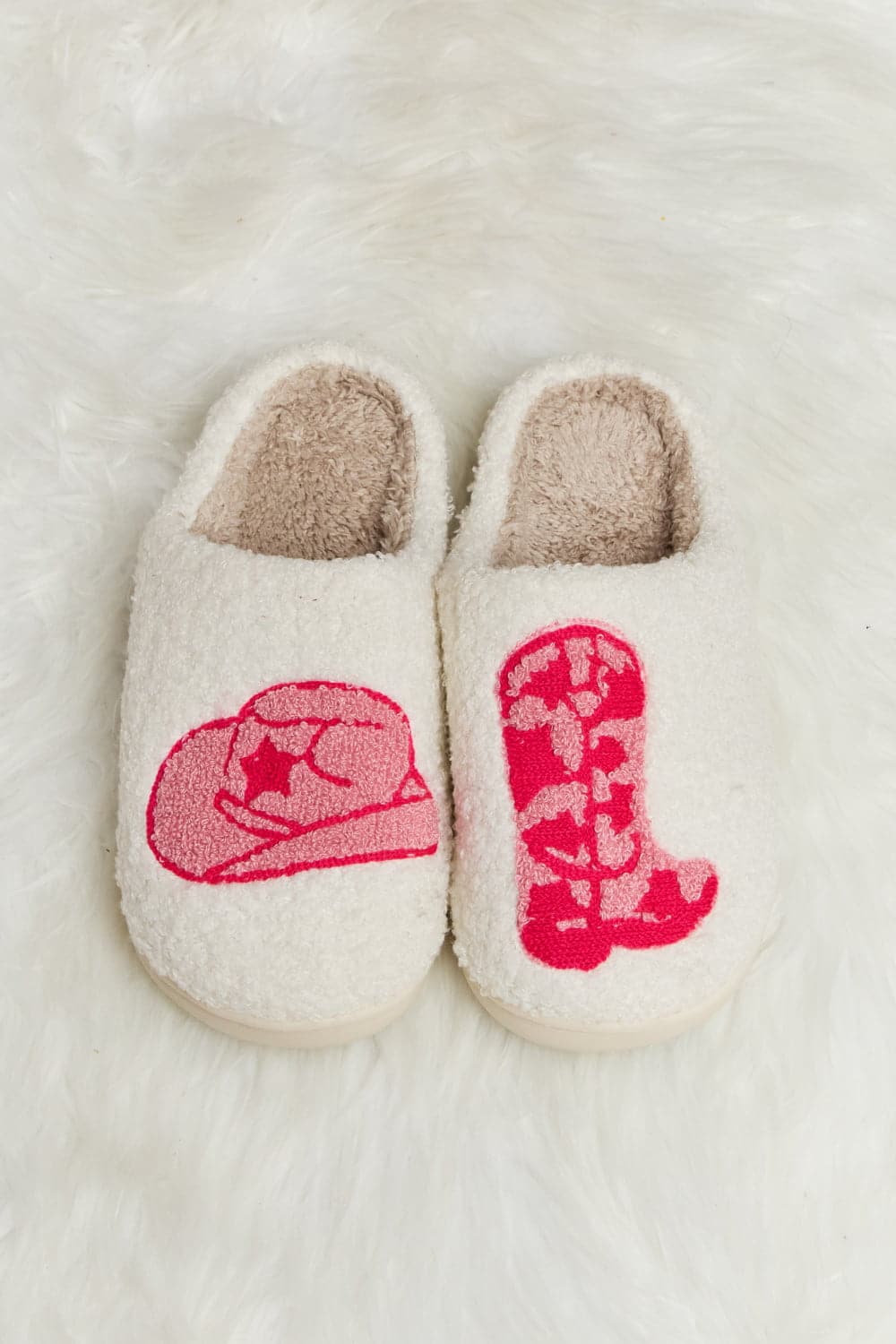 Melody Printed Plush Slide Slippers.