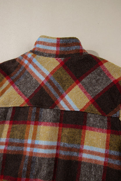 Brown Plaid Jacket with Pockets