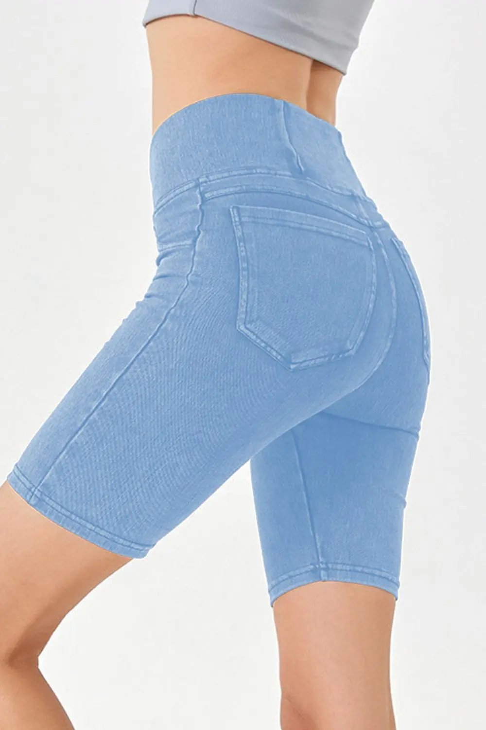 Basic Bae Asymmetrical Waist Denim Shorts with Pockets - Love Salve