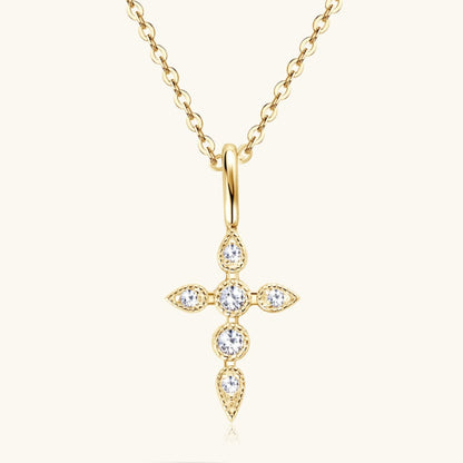 925 Sterling Silver Moissanite Cross Pendant Necklace.