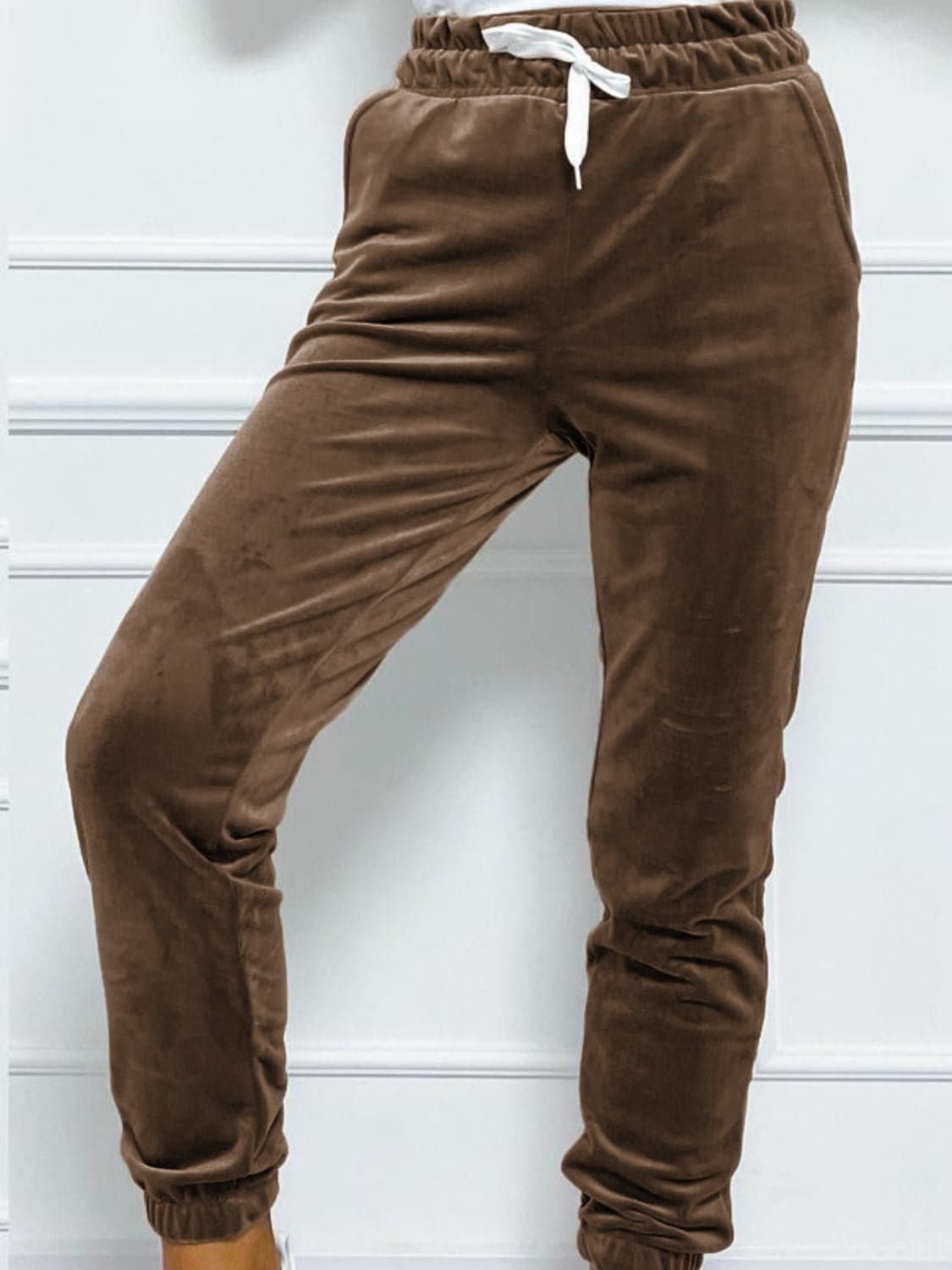 Wide Waistband Drawstring Cropped Joggers.