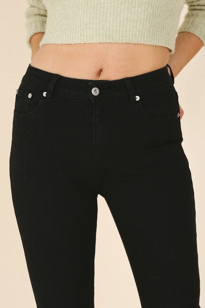 Sleek black stretch denim skinny jeans