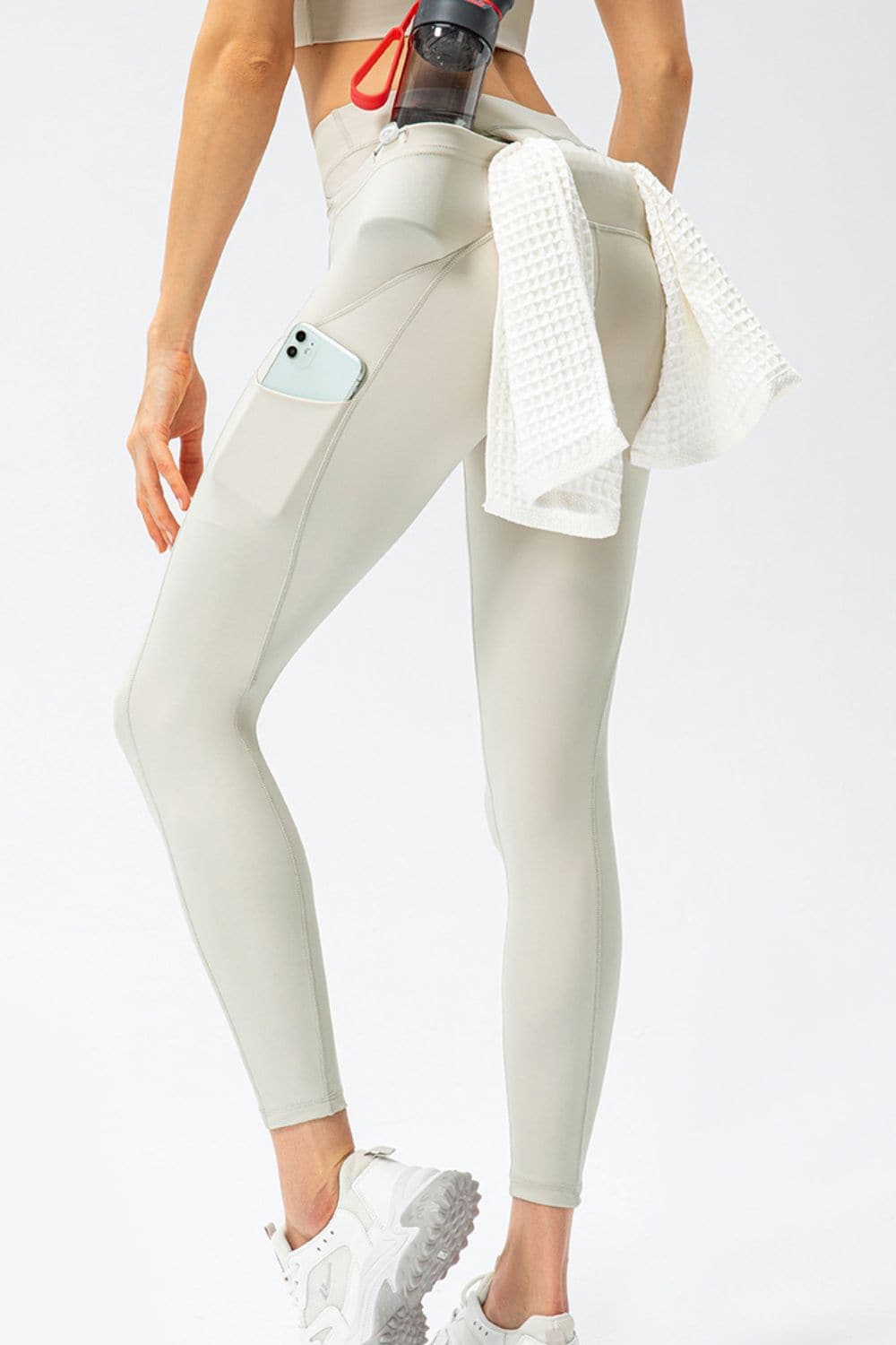 Full Size Slim Fit High Waist Long Sports Pants with Pockets.