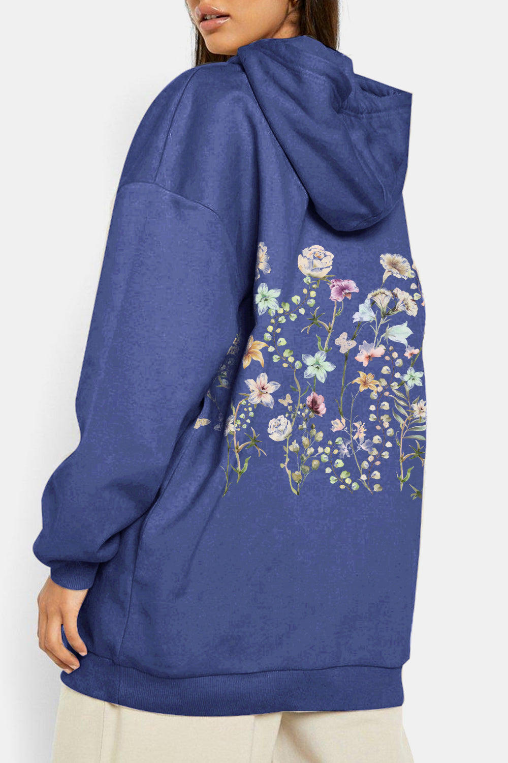 Simply Love: Flower Hoodie - Dropped Shoulder