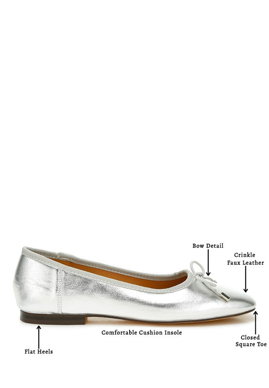 Shimmering Metallic Bow Ballerinas