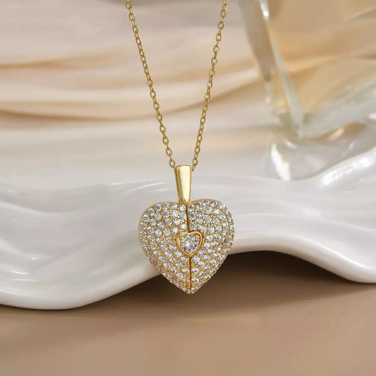 18K Gold-Plated Heart Locket Necklace Simply Love