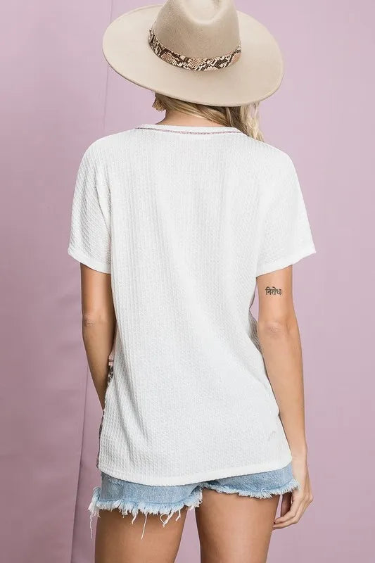 BiBi Colr Block Waffle Knit Top - Love Salve 