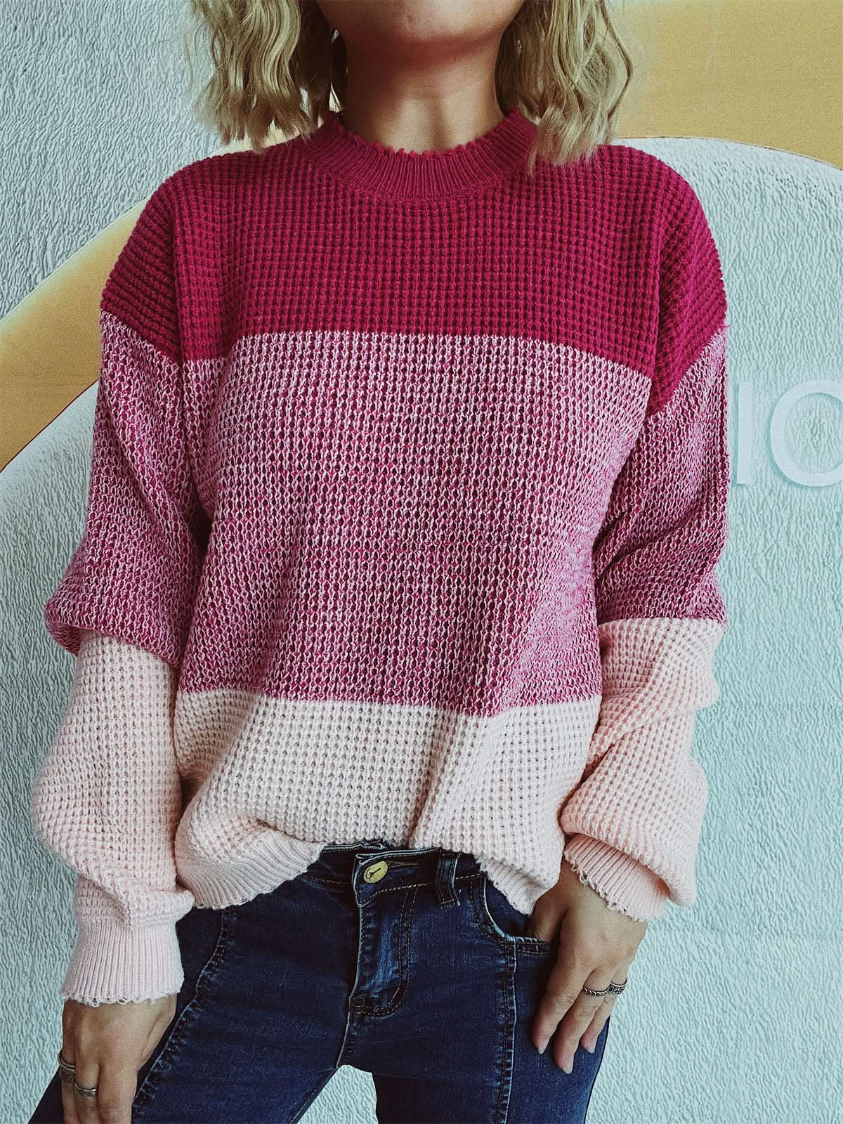 Color Block Long Sleeve Sweater