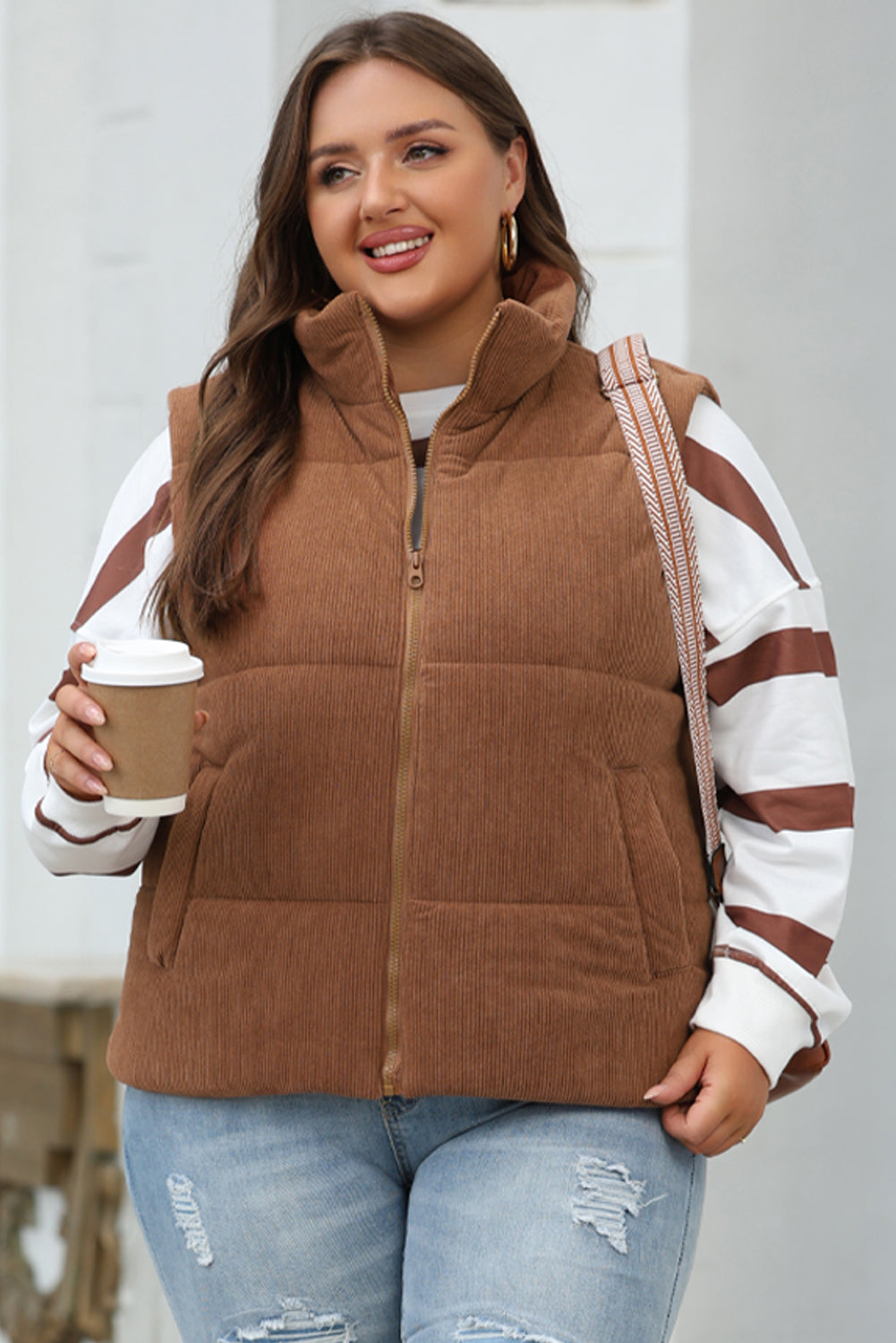 Cozy coffee corduroy vest