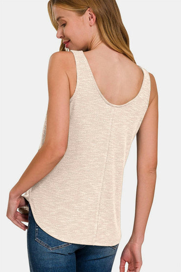 Zenana Curved Hem Round Neck Tank.