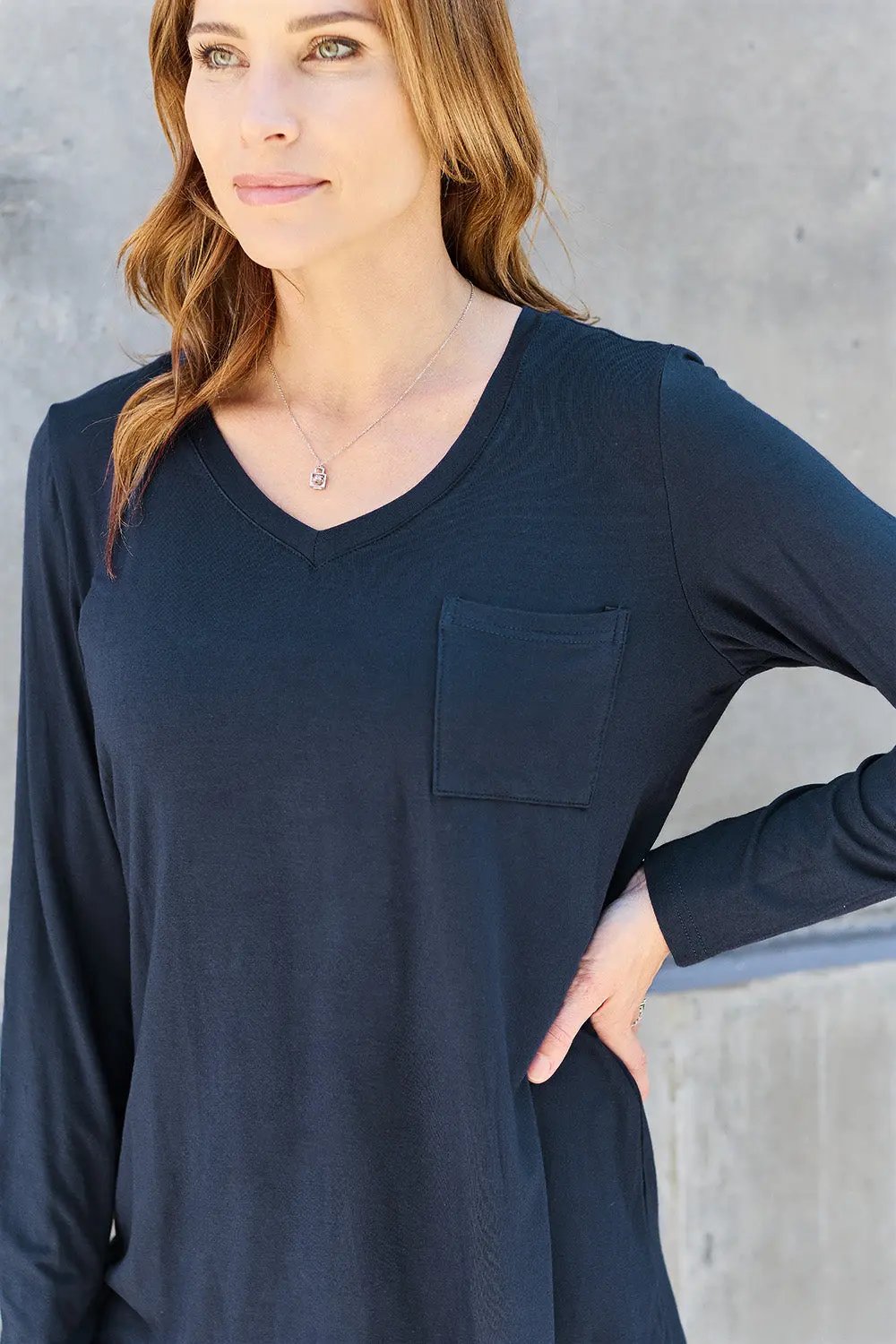 Basic Bae Full Size V-Neck Long Sleeve Top - Love Salve
