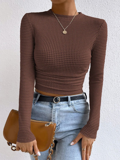 Casual chic round neck long sleeve tee