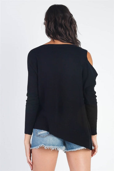 UNIQ Cold Shoulder Long Sleeve Knit Top.