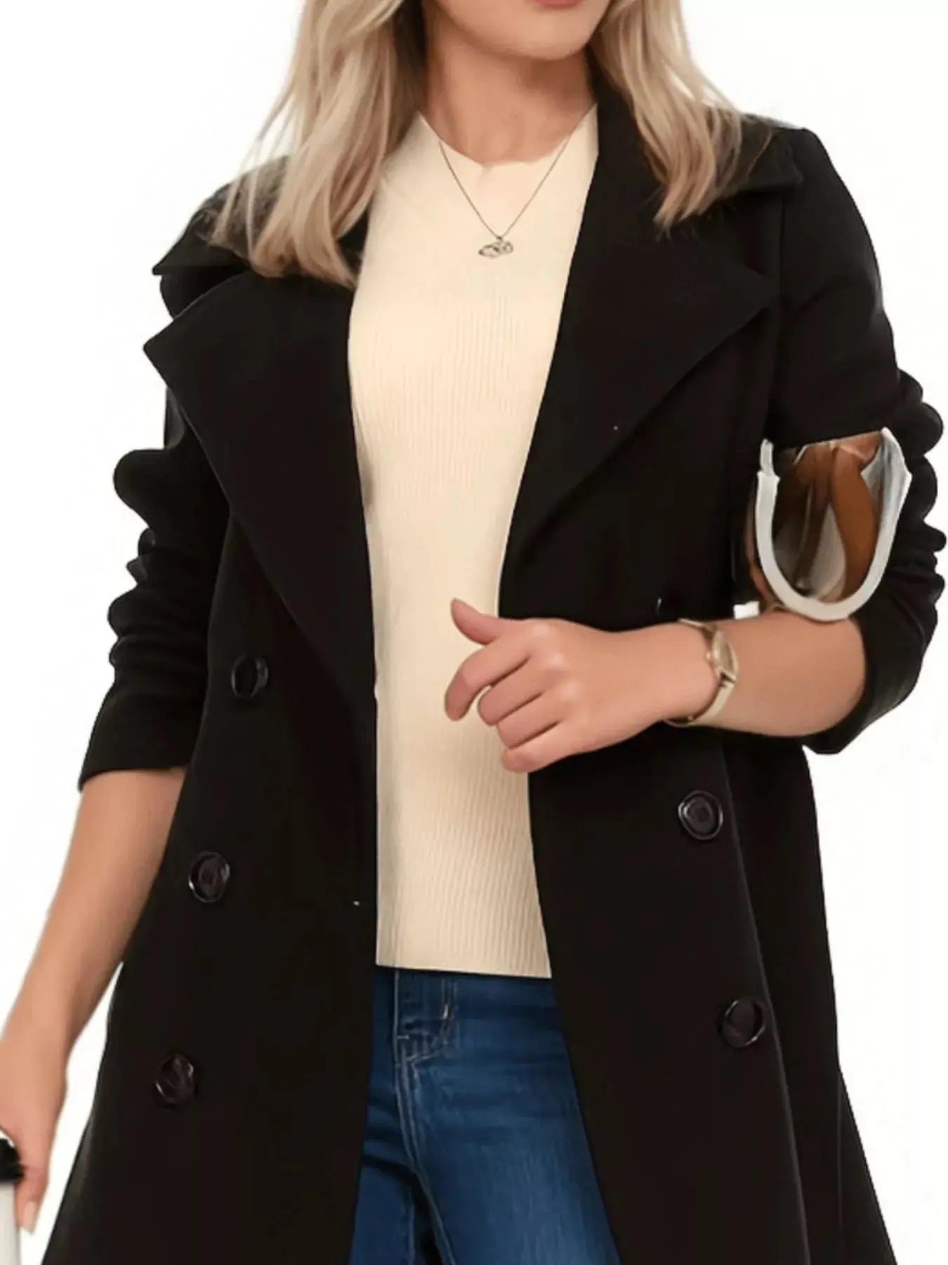 Double Breasted Long Sleeve Coat Simply Love