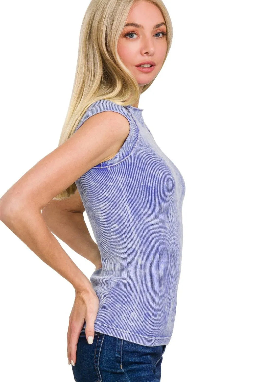 Zenana Stone Washed Ribbed Seamless Top - Love Salve 