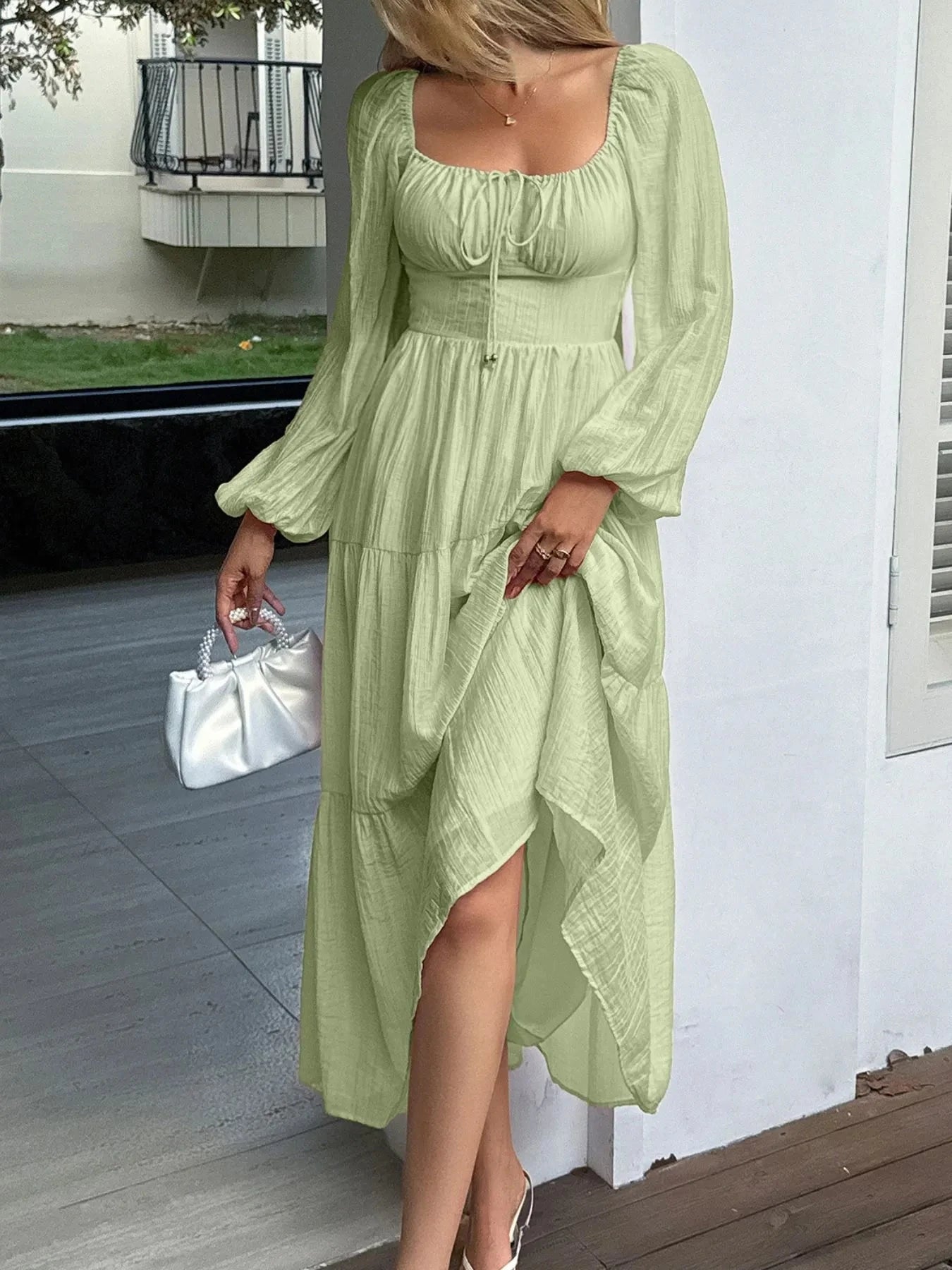 Tiered Balloon Sleeve Midi Dress Coco’s Tee Boutique