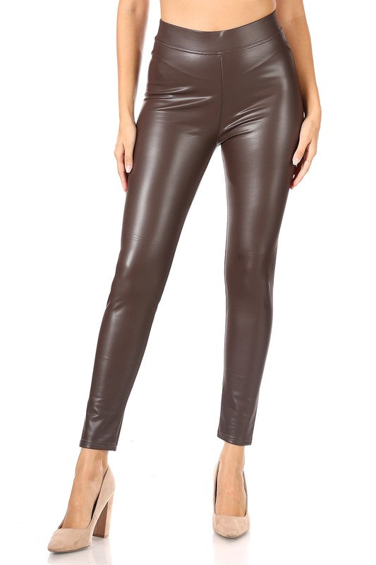 Fleece-lined skinny faux leather leggings