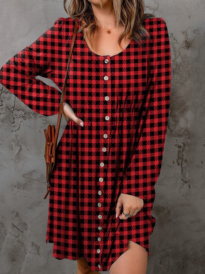 Plaid long sleeve magic dress