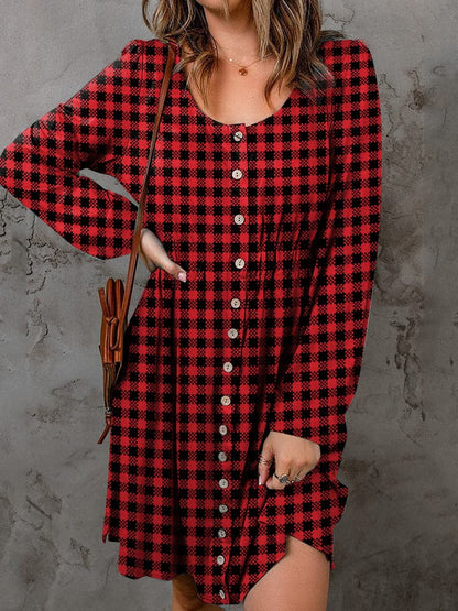 Plaid long sleeve magic dress