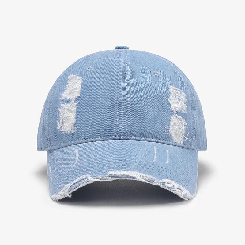 Distressed Adjustable Cotton Baseball Cap.