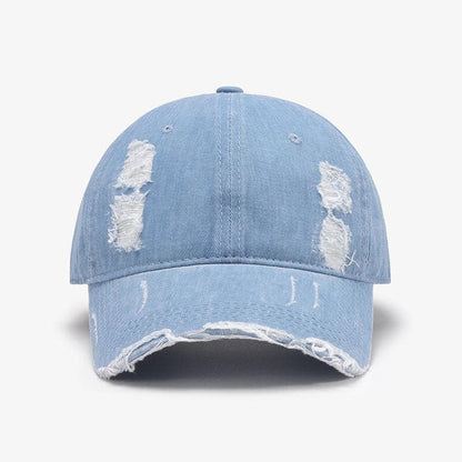 Distressed Adjustable Cotton Baseball Cap.