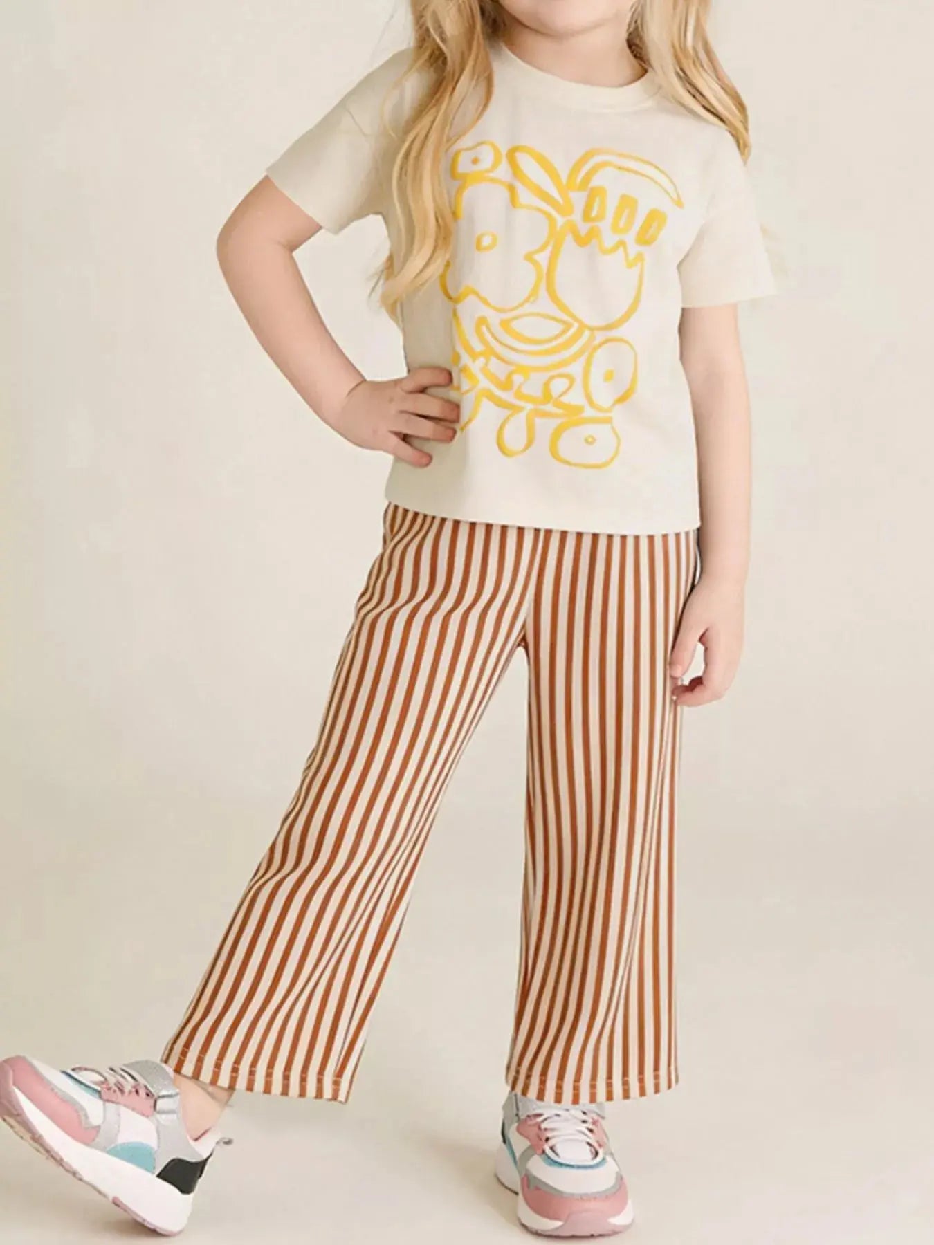 Children's Graphic Tee & Striped Pants Set Simply Love