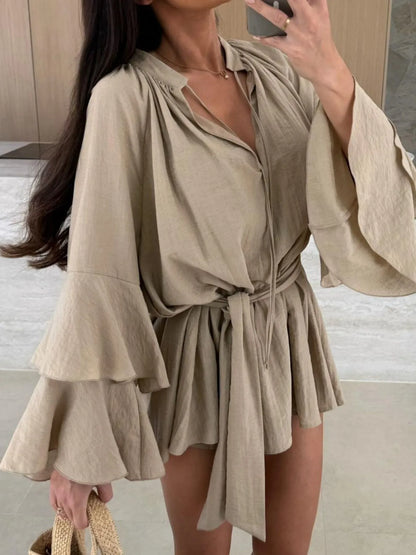 Flirt & Flow Bell Sleeve Mini Dress