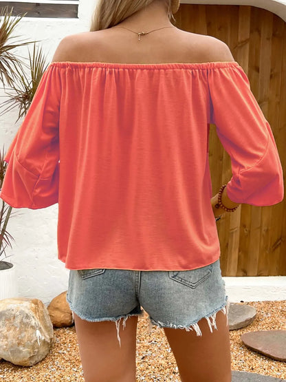 Sunset Breeze Off-Shoulder Tie Front Top