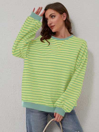 Contrast Striped Long Sleeve Sweatshirt.