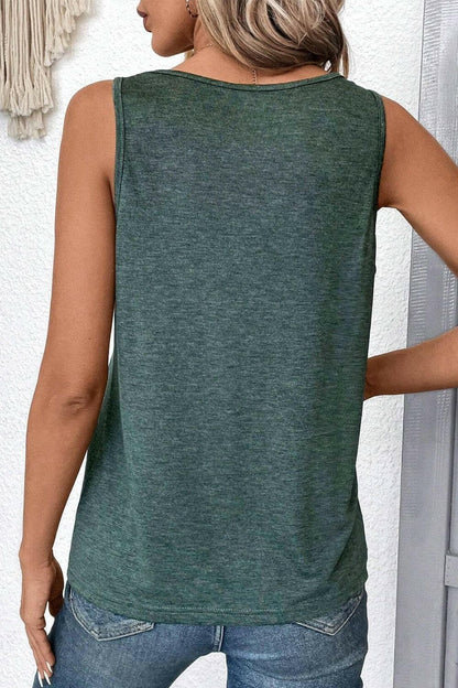 V-Neck Wide Strap Tank.