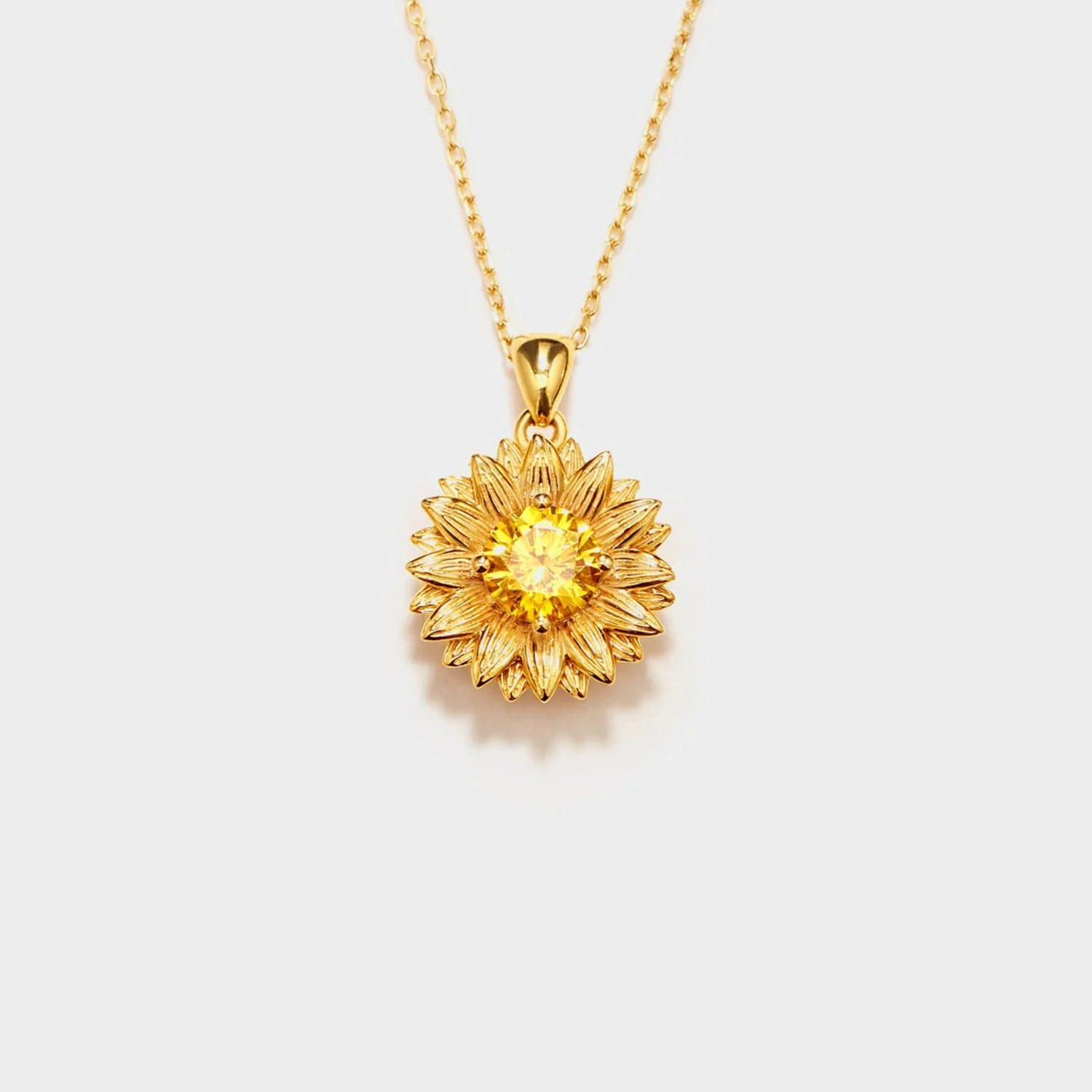 Sunflower Shape 18K Gold-Plated Pendant Necklace.