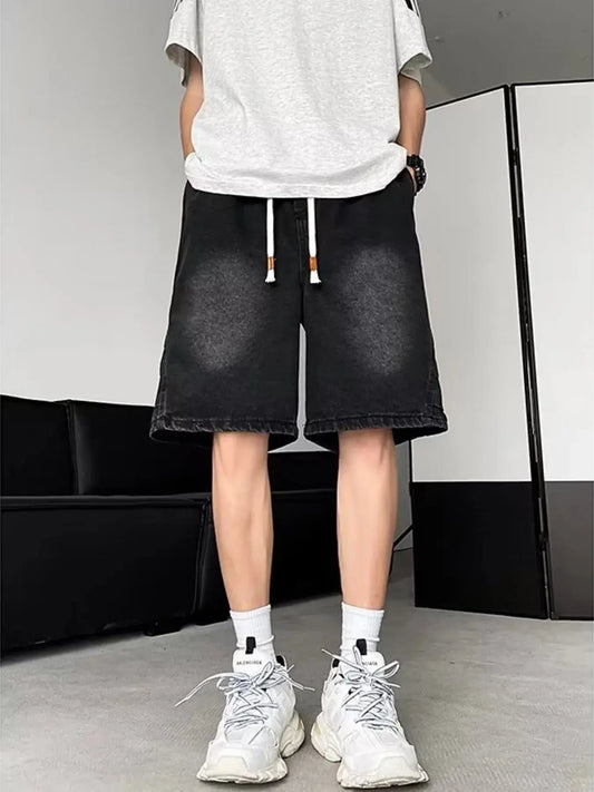 Men's Plus Size Wash Loose Fit Denim Shorts Simply Love