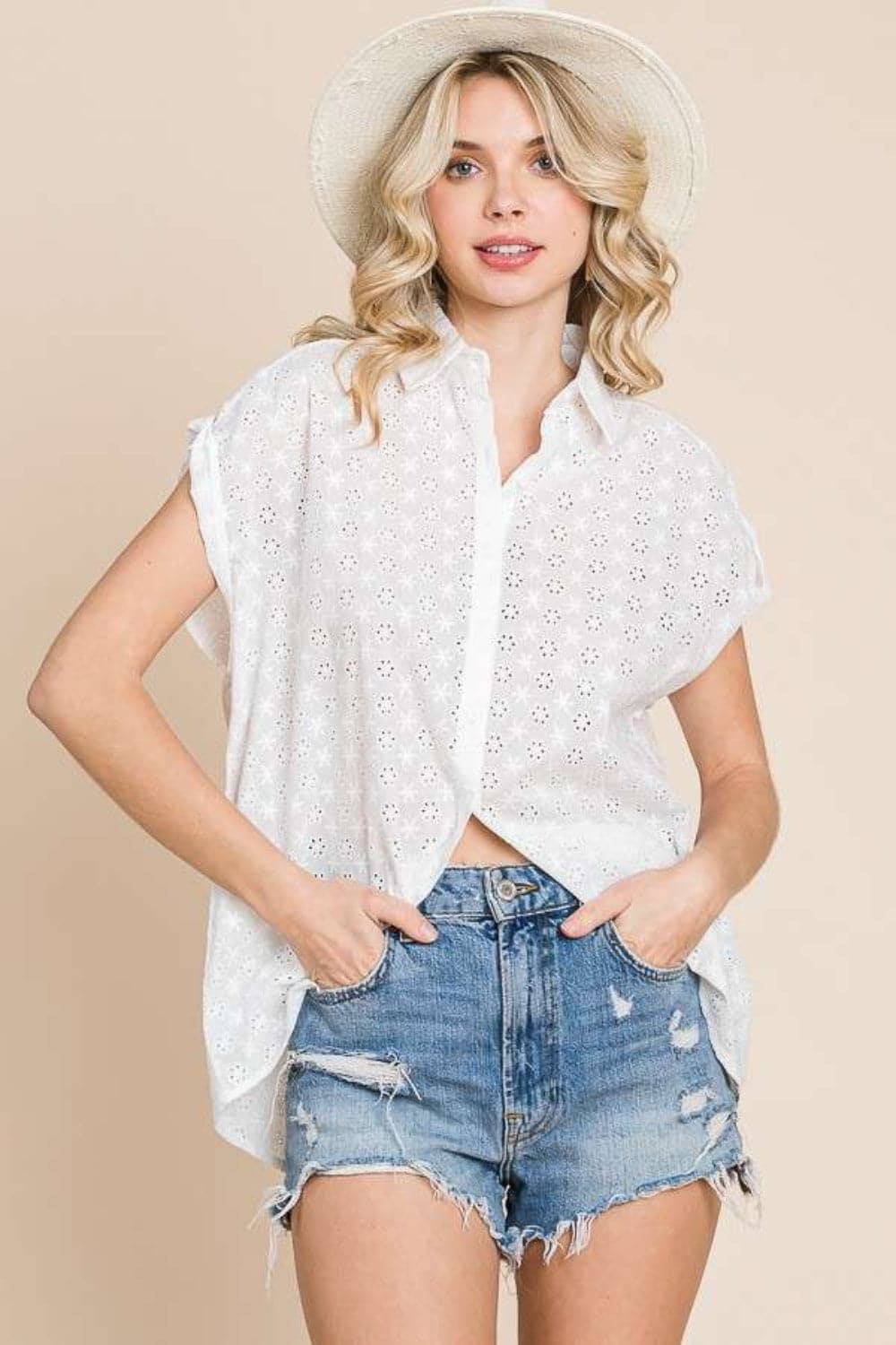 Culture Code eyelet crisscross shirt