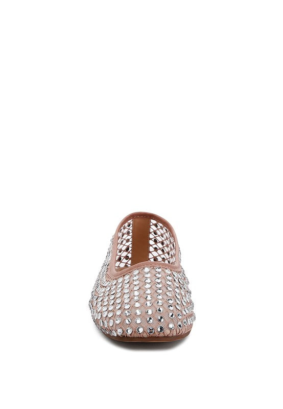 Rhinestone mesh ballerinas for chic comfort