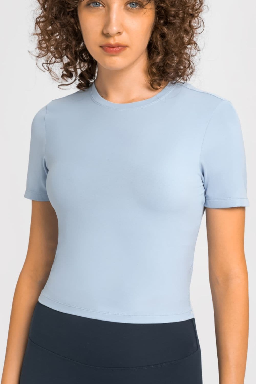 Round Neck Short Sleeve Yoga Tee.