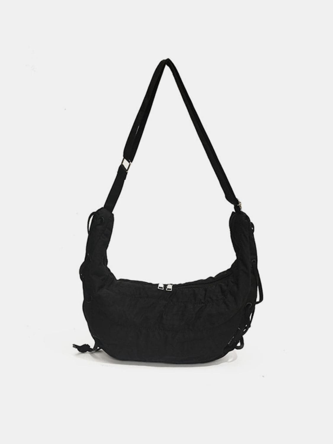 Stylish large polyester crossbody bag with lace-up design