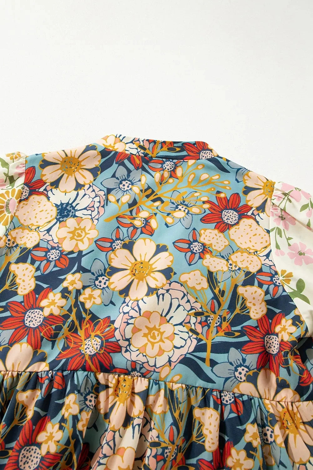 Printed Notched Flounce Sleeve Mini Dress Simply Love