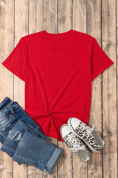 Graphic Round Neck Short Sleeve T-Shirt.