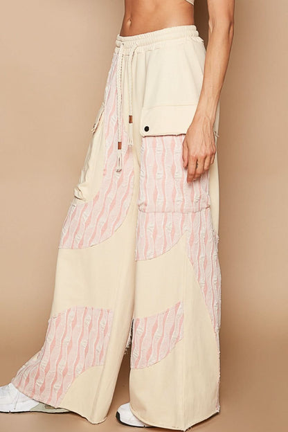 Crochet Detail Drawstring Wide Leg Trousers