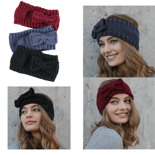 Bow Hairband in Black, Burgundy, or Gray MM