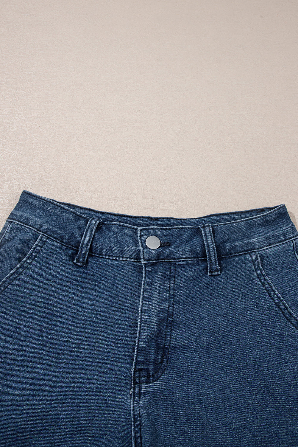 Sail Blue Scalloped Hemline Acid Wash High Waist Denim Shorts Love Salve