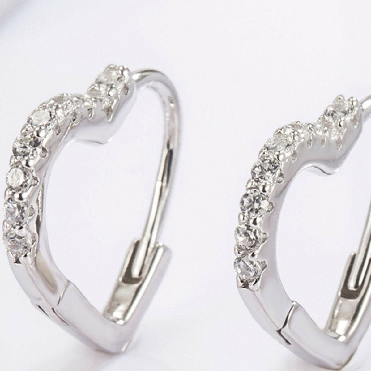 925 Serling Silver Zircon Heart Shape Earrings.