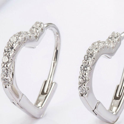 925 Serling Silver Zircon Heart Shape Earrings.