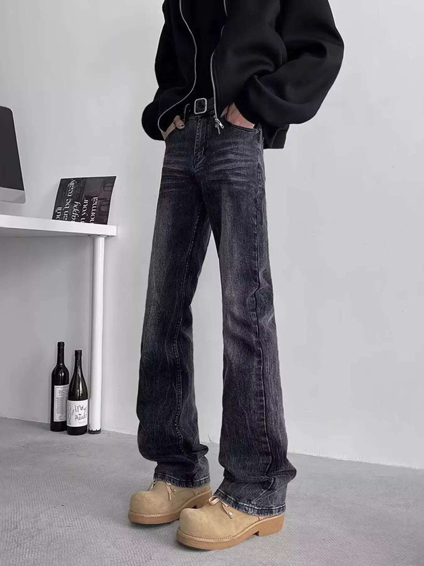 Men's Full Size Vintage Wash Flare Jeans Plus Size Simply Love
