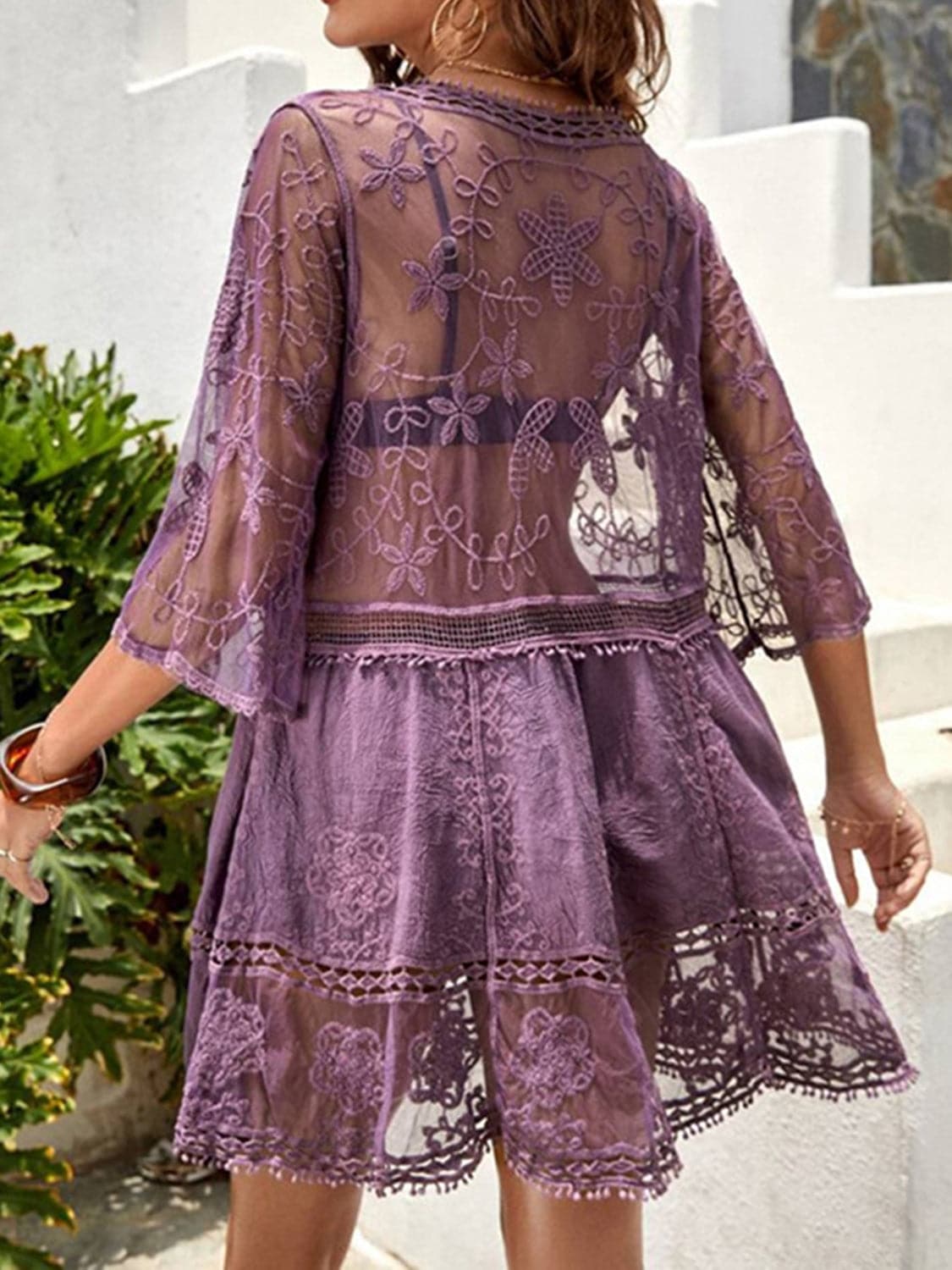 Lace Detail Plunge Cover-Up Dress.