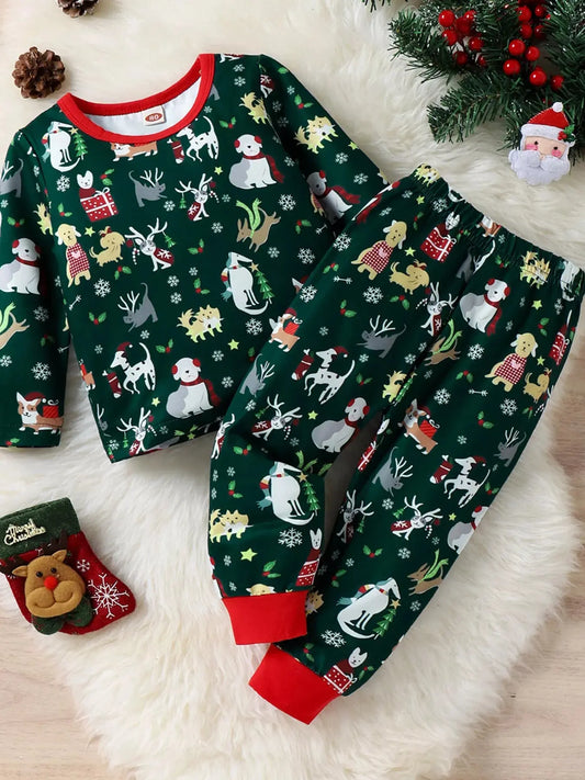 Children's Christmas Print Top and Pants Set Simply Love