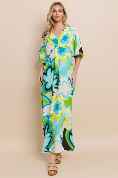 ODDI Floral Printed Slit Maxi Dress.